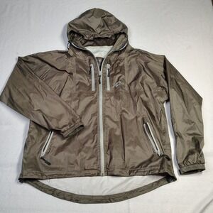William Joseph Mens Jacket XXL Brown Nylon Ripstop Hooded Fly Fishing Wading